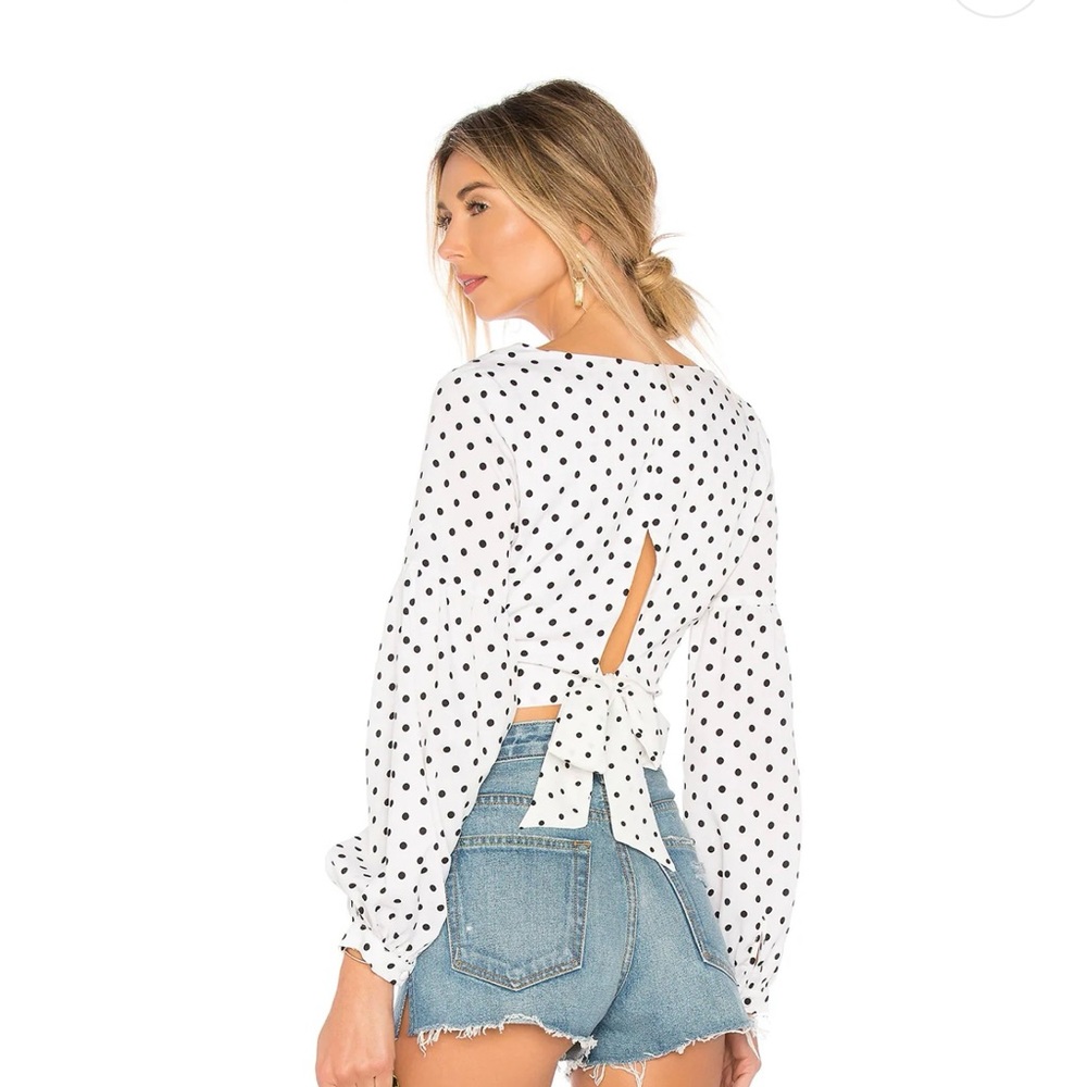 Superdown Black and White Polka Dot Blouse